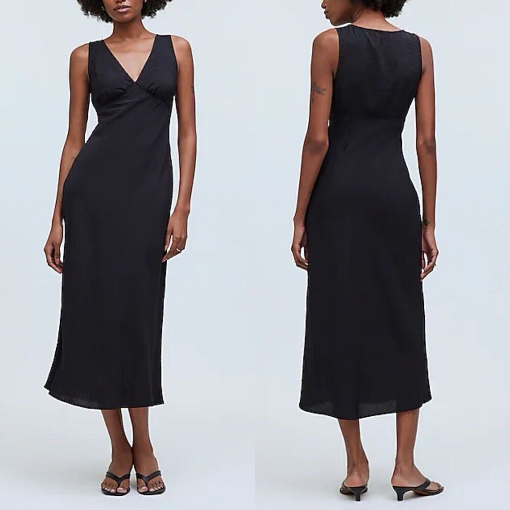 Madewell Black Midi Slip Dress